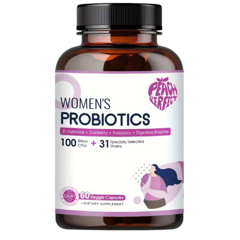 Peach Perfect Women's Probiotics – 100 Billion CFUs, 31 Strains, with D-Mannose, Cranberry, Prebiotics & Digestive Enzymes – Supports Digestive, Urinary, and Immune Health – 60 Veggie Capsules - Image 1