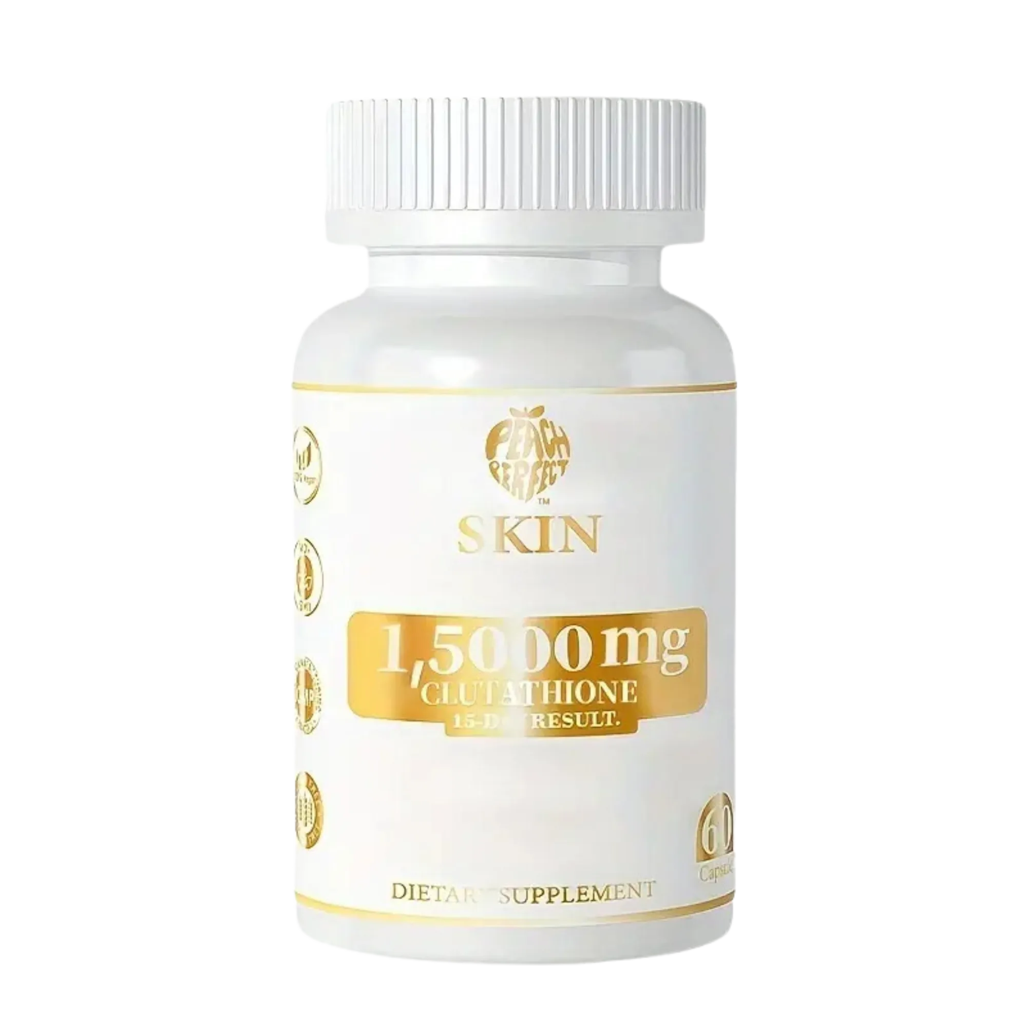 Peach Perfect Glutathione Skin Whitening Supplement 1500mg - 60 Capsules - Image 1