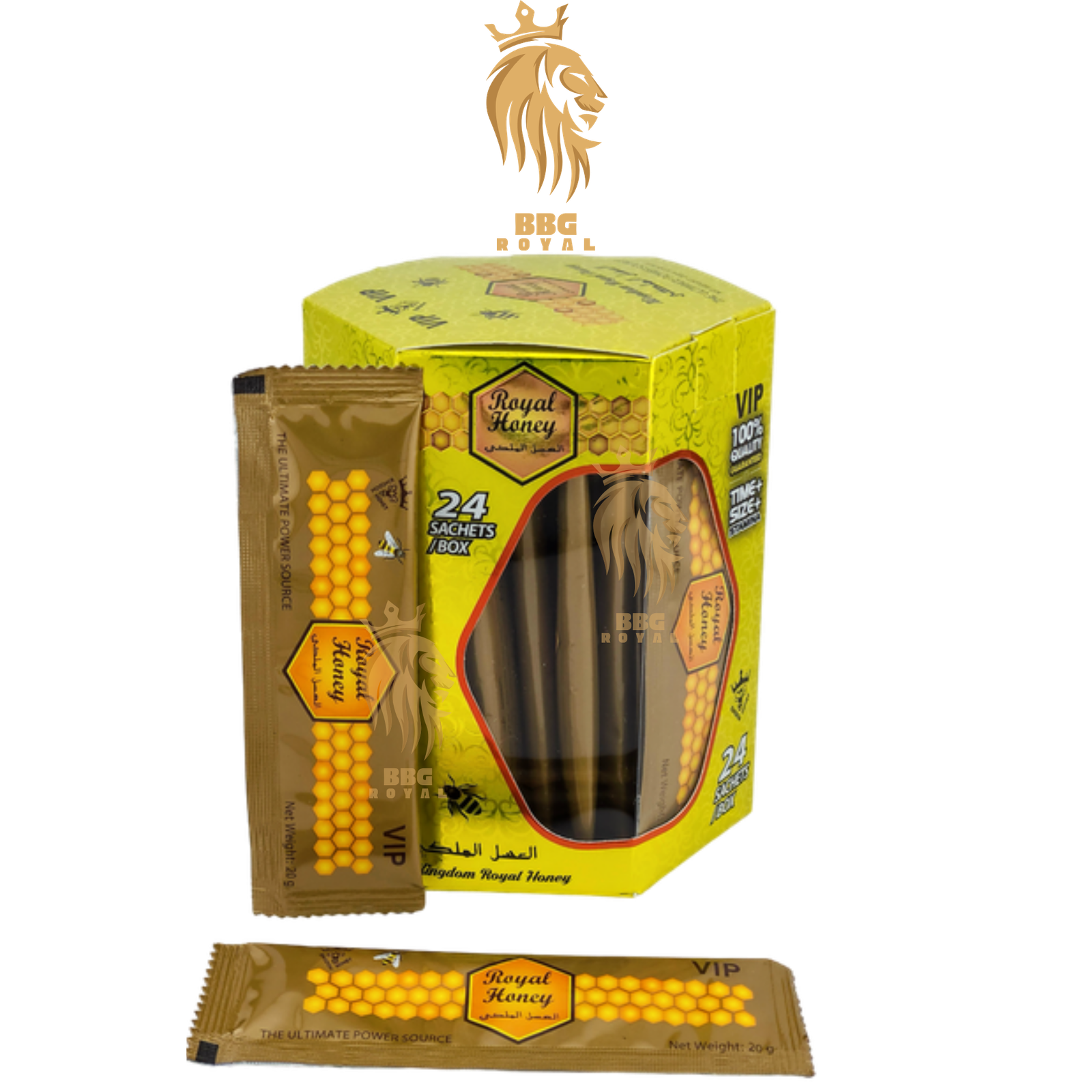 174 Royal Honey VIP Male Enhancement Supplement | 24 Sachets (20g Each) | Hexagon Box - Image 1