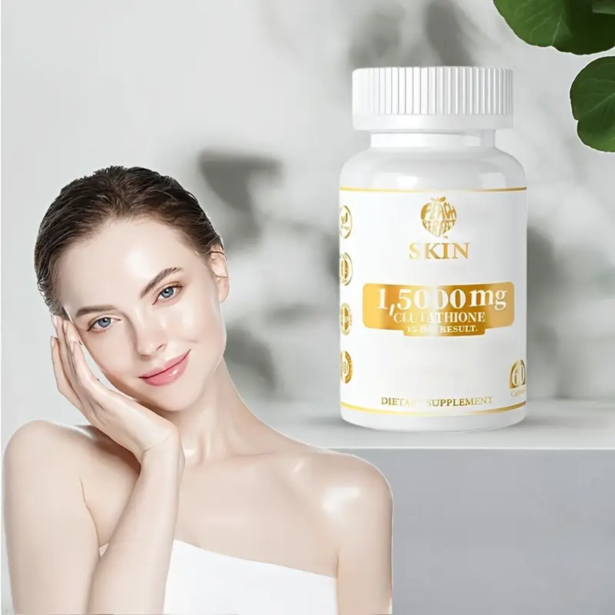 Peach Perfect Glutathione Skin Whitening Supplement 1500mg - 60 Capsules - Image 7