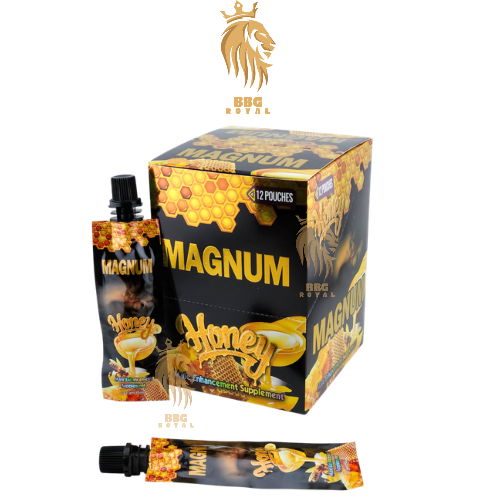 232 Magnum Black Honey Male Enhancement Supplement | 12 Pouches in Display Box - Image 1