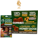 HoneyGizer Double Shot Gummies, Real Honey & Coffee Brew, Made in USA