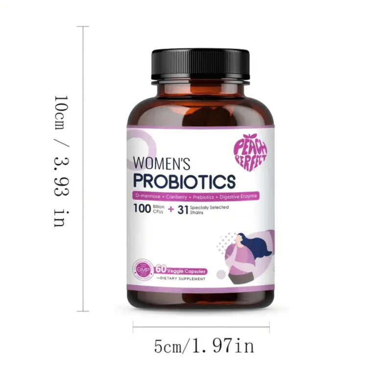Peach Perfect Women's Probiotics – 100 Billion CFUs, 31 Strains, with D-Mannose, Cranberry, Prebiotics & Digestive Enzymes – Supports Digestive, Urinary, and Immune Health – 60 Veggie Capsules - Image 3