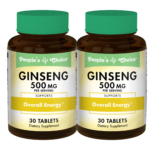People’s Choice: Ginseng 500 mg – Elevate Overall Energy (2 Bottles, 30 Tablets Each)