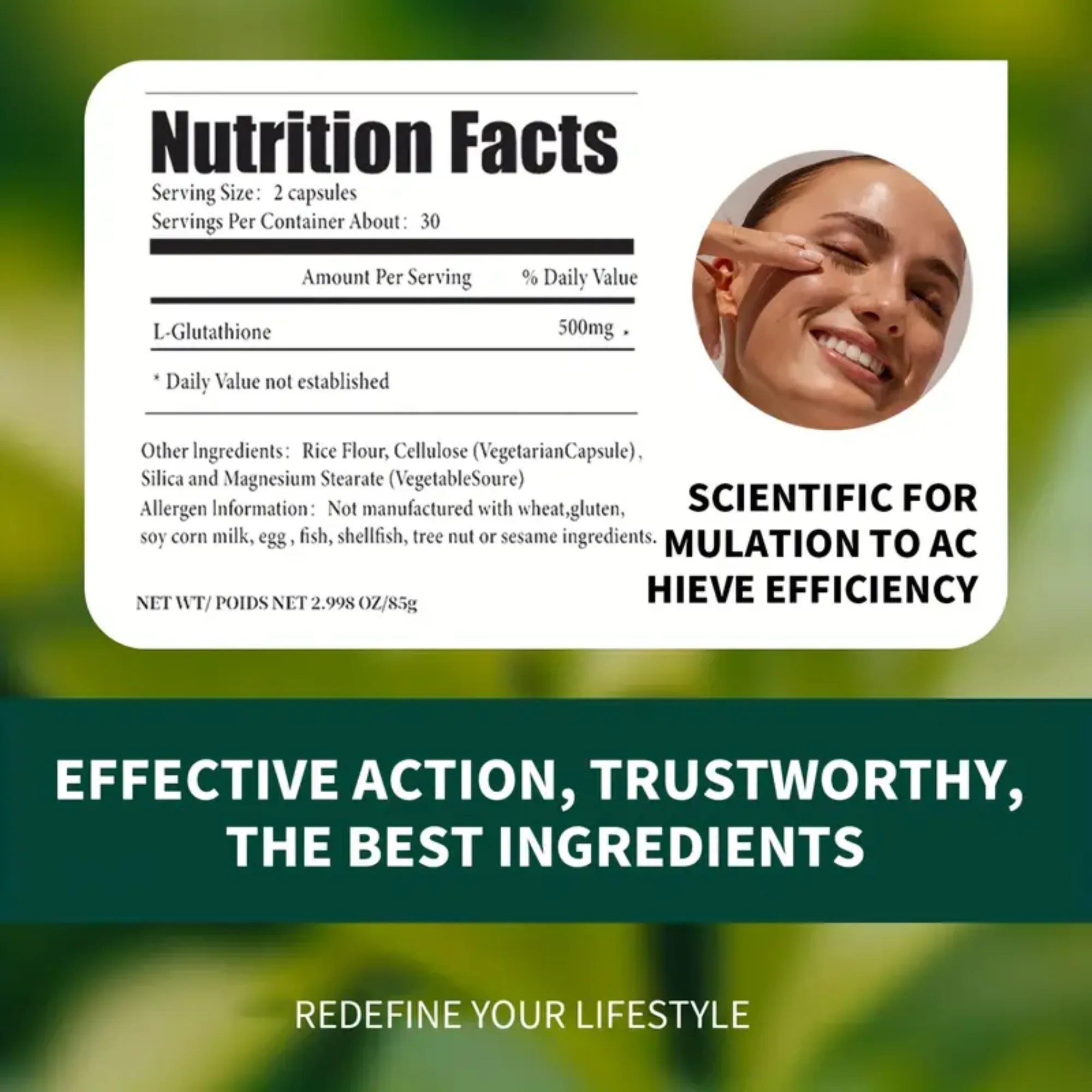 Peach Perfect Glutathione Skin Whitening Supplement 1500mg - 60 Capsules - Image 5