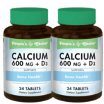 People’s Choice: Calcium 600 mg + D3 – Support Bone Health (2 Bottles, 24 Tablets Each)