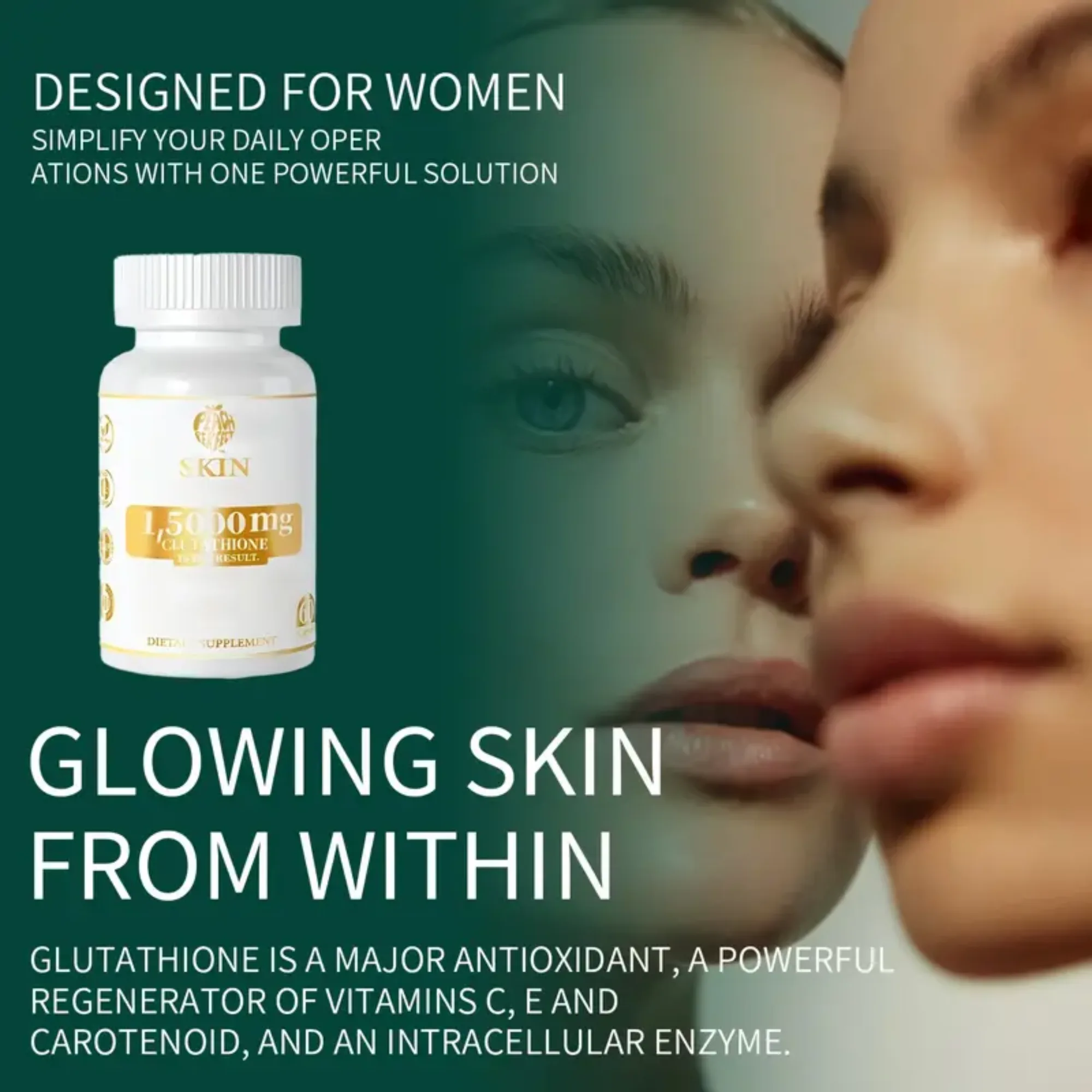Peach Perfect Glutathione Skin Whitening Supplement 1500mg - 60 Capsules - Image 4