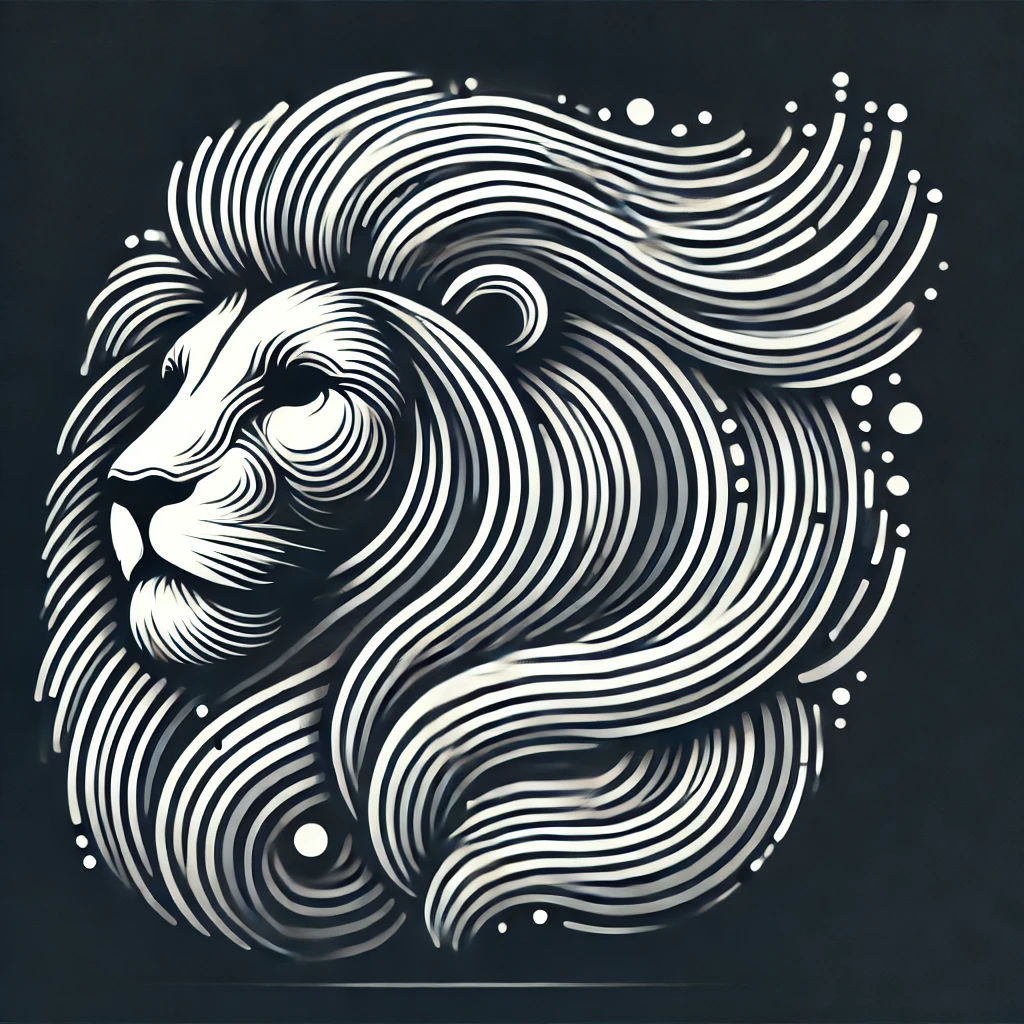 DALL·E 2025-01-15 18.51.31 - Graphic design of a lion's mane, abstract and powerful, representing vitality and strength. This image is suited for a male enhancement product page,