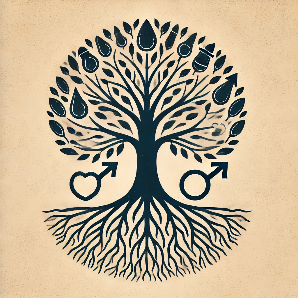 DALL·E 2025-01-15 18.51.47 - Graphic image of a tree with deep roots, symbolizing growth and stability. This image is perfect for a male enhancement product page, representing hea