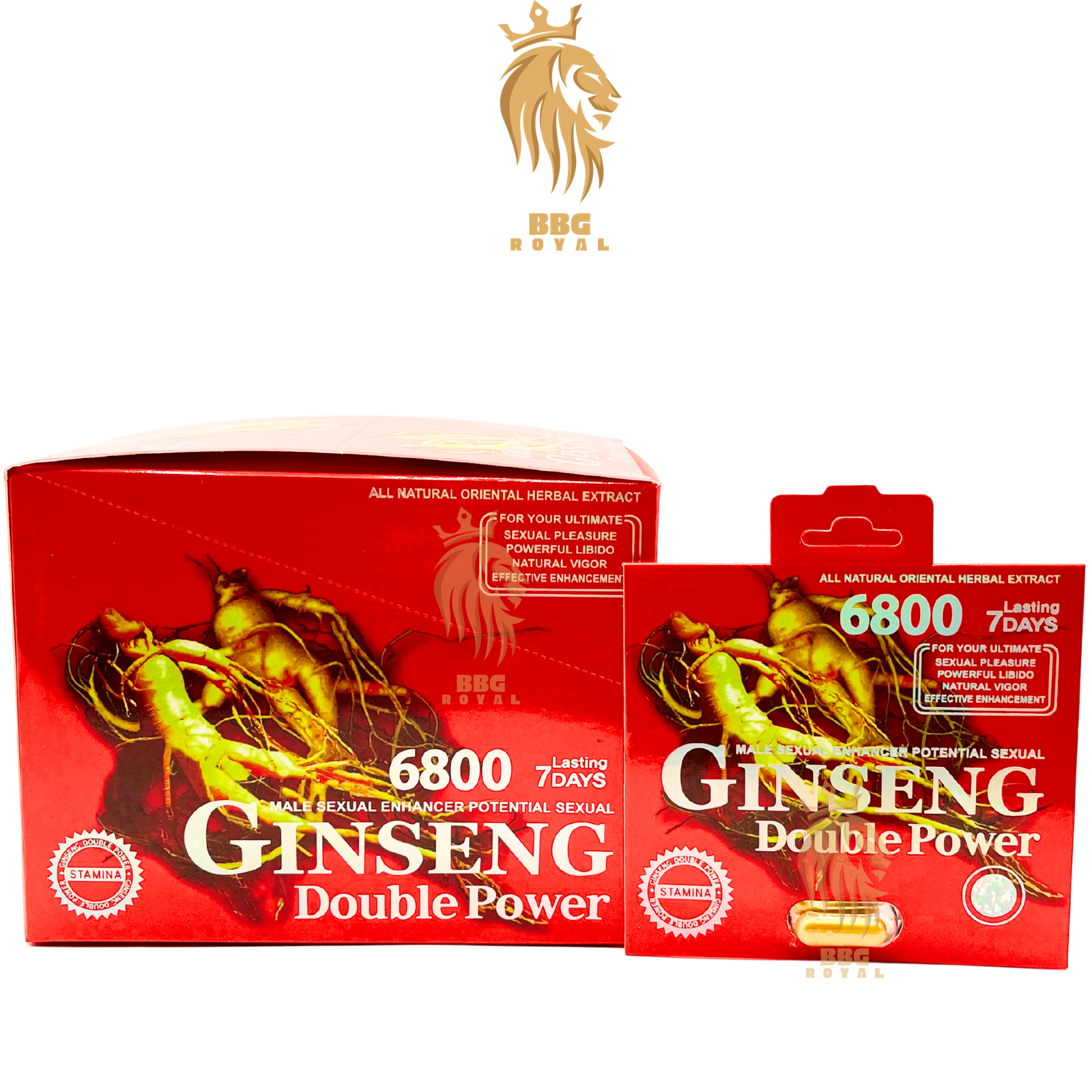 OK (16) Ginseng Double Power 6800 male enhancement capsules all natural herbal extract for time size stamina performance support up to 7 days