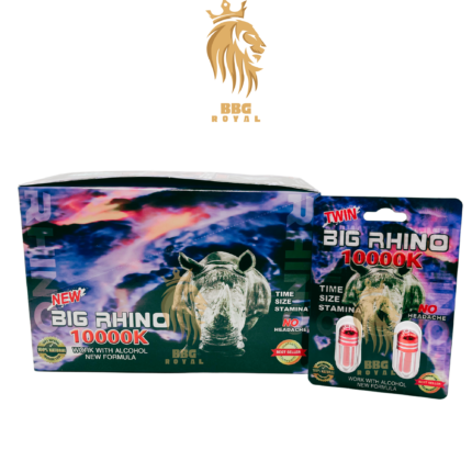 Big Rhino 10000K male enhancement capsules double shot formula for time size stamina performance support