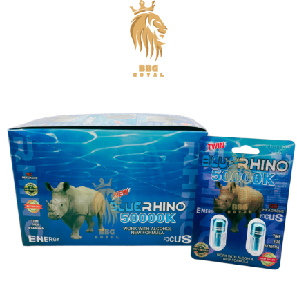 Blue Rhino 50000K male enhancement capsules twin pack formula for extreme time size stamina performance support