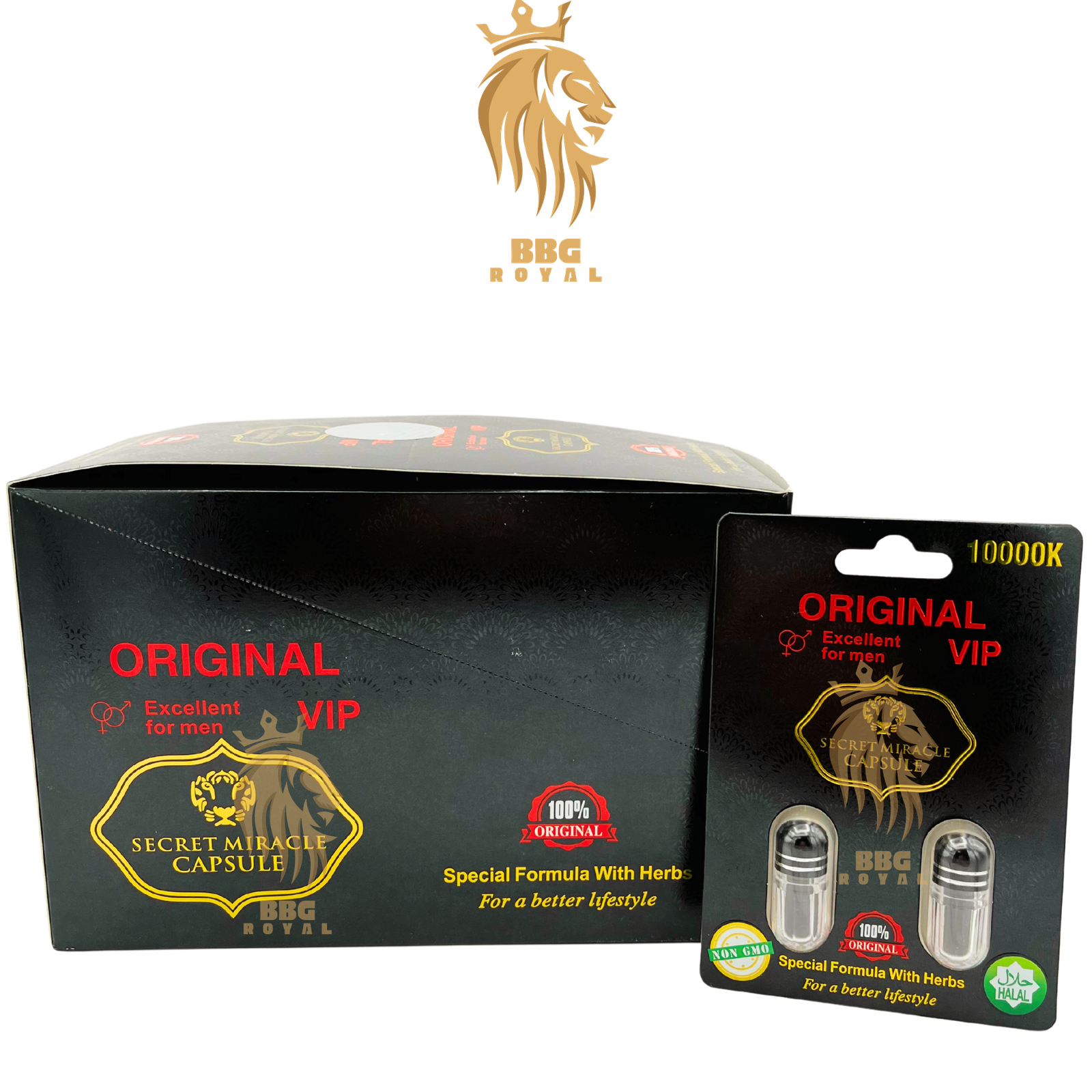 OK (61) Secret Miracle 10000K VIP male enhancement capsules double pack formula for time size stamina performance support