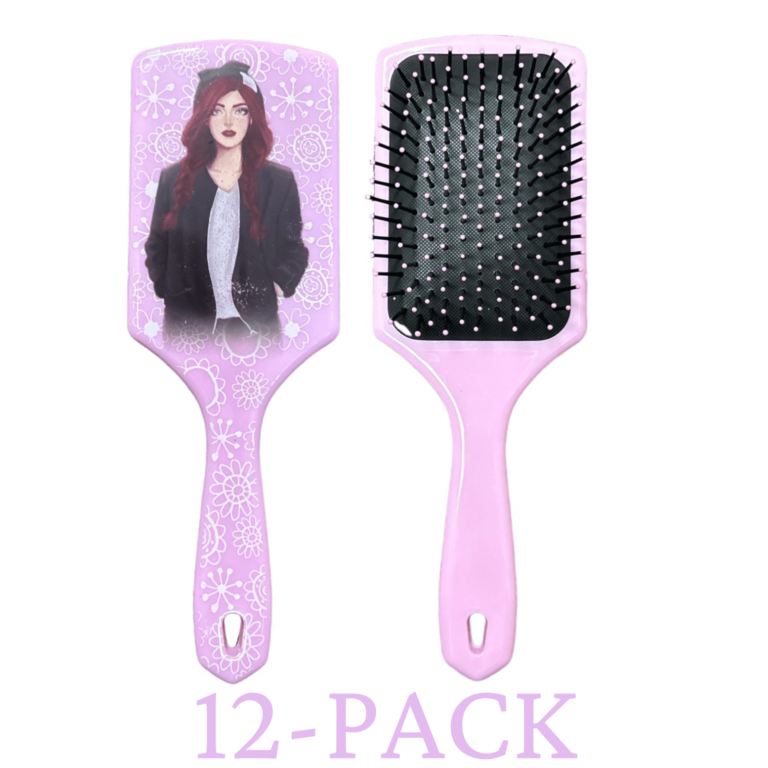 Rectangle Hair Brush |For Women |Air Cushion Comb, For All Hair Types |Pink |12 Pcs per Pack - Image 2