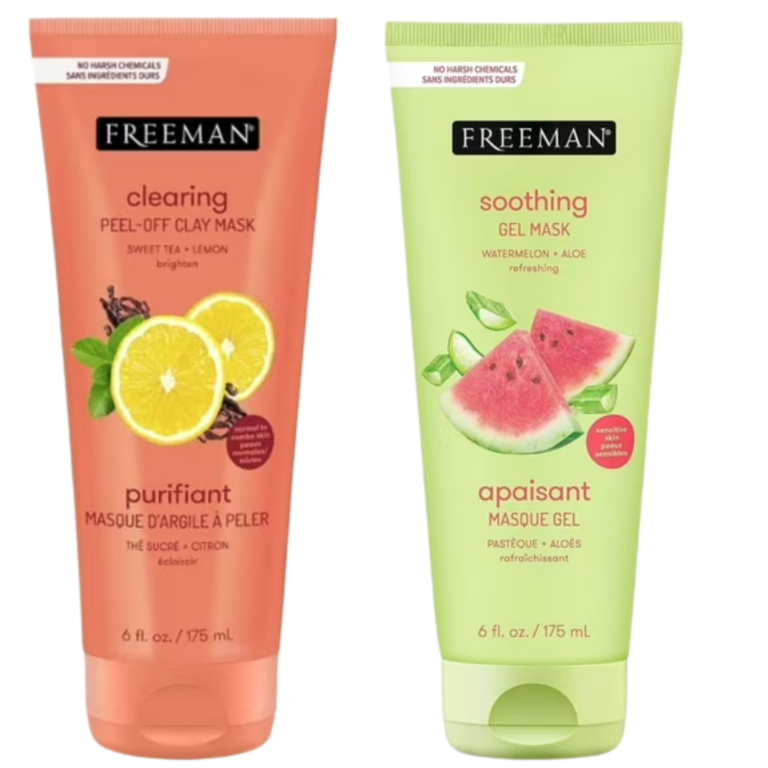 Freeman Peel-Away Clay Mask & Soothing Gel Mask, Sweet Tea & Lemon + Watermelon & Aloe, 6 oz Each, Pack of 2 - Image 1