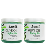 Lusti Olive Oil Styling Gel, 16 fl oz - Fast Drying, No Flaking - Control Frizz & Fly Away Hair (Pack of 2)