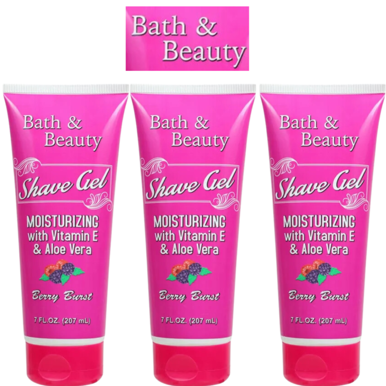 Bath & Beauty Shave Gel - Moisturizing with Vitamin E & Aloe Vera, Berry Burst (7 fl oz, 3-Pack) - Image 1