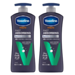 Vaseline Men Fast Absorbing Non Greasy Body Face and Hand Lotion All Skin, 20.3 oz Each (Pack of 2)