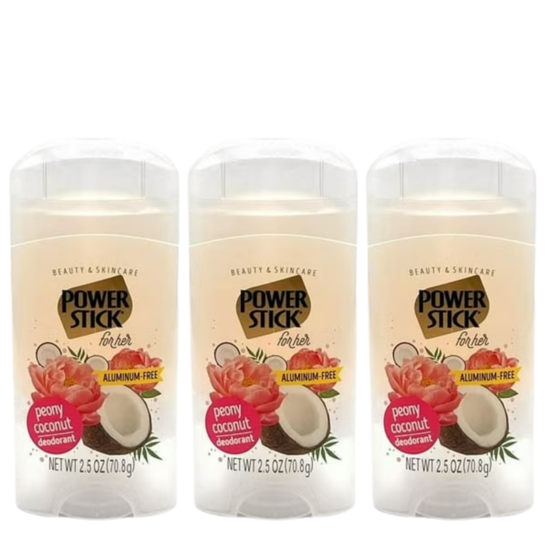 Power Stick Aluminum-Free Peony Coconut Deodorant for Women, Pack of 3 - Image 1