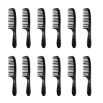 Oubon Wide Tooth Comb | for Curly, Wavy, Thick and Long Hair | Compact Size, Women & Men | Detangling, Hair Styling, Shower | Black 12pcs - Image 2