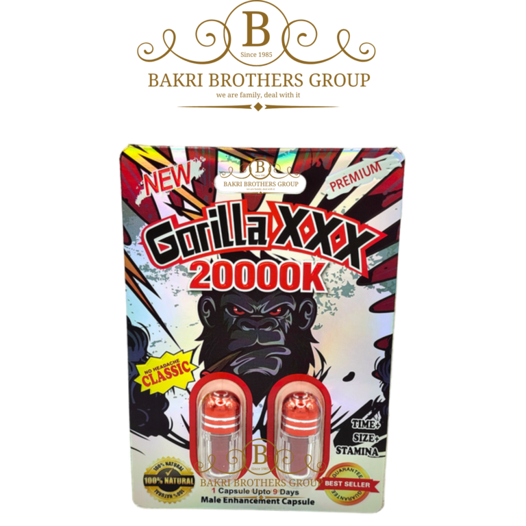 Gorilla XXXX 20000K Male Enhancement Supplement – Premium Twin Pack Formula – Boost Time, Size & Stamina for 9 Days - Image 1
