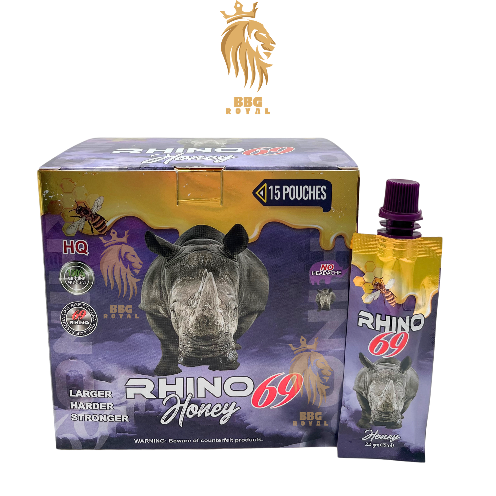 ✅ (23) Rhino 69 Honey Male Enhancement Supplement | 15 Pouches (22g Each) | Display Box - Image 1