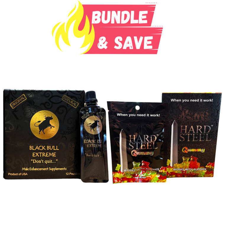 Premium Performance and Stamina Deal: Black Bull Honey Pouches (12x22g) with Hard Steel Gummies (24 Packs) - Image 1