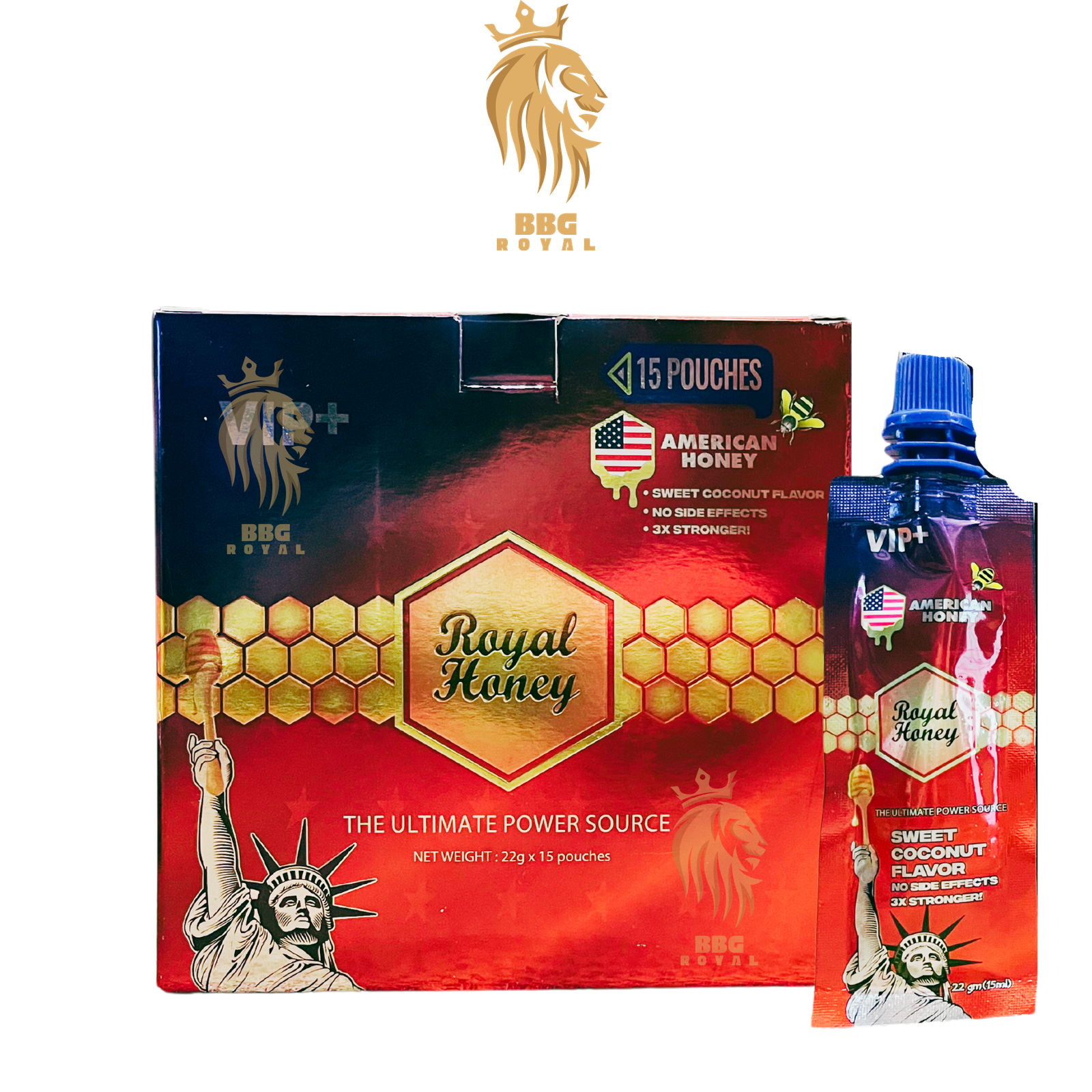 ✅ (72) Royal American Honey | Sweet Coconut Flavor (15 Pouches x 22 G each) | Display Box - Image 1