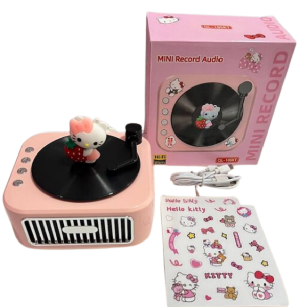 Mini Hello Kitty Record Player Bluetooth Speaker – Cute & Portable