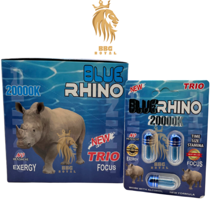 Blue Rhino 2000K male enhancement capsules triple shot formula for time size stamina performance support
