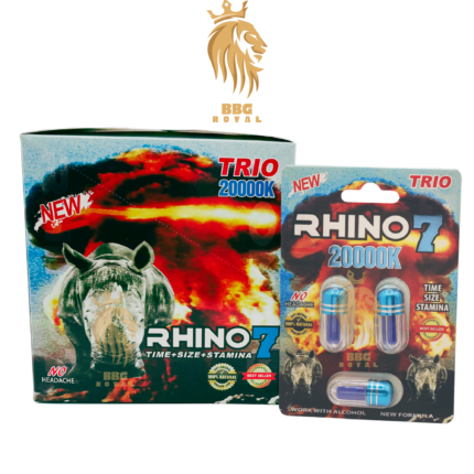 Rhino 7 Trio 20000K maximum strength male enhancement capsules for time size stamina endurance performance support