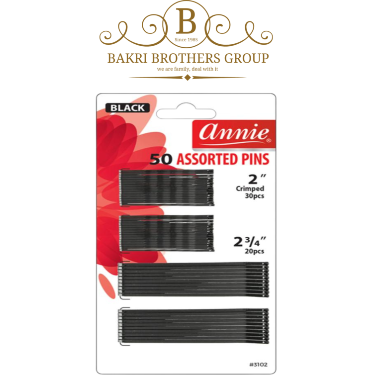 Annie 50-Piece Assorted Bobby Pins – Black Hair Pins - Image 1