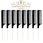 Professional Black Rat Tail Comb – Pack of 8