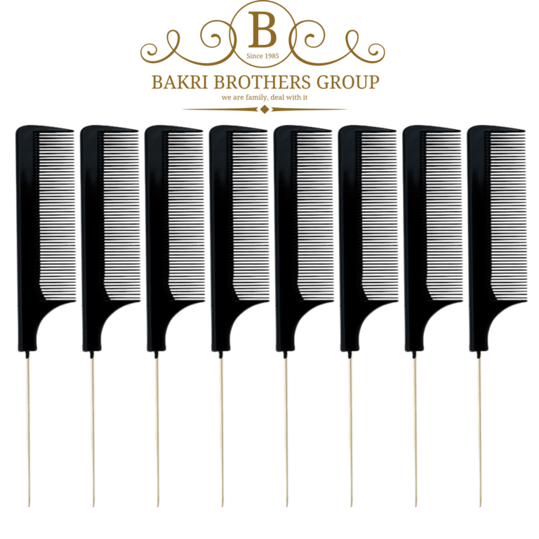 Professional Black Rat Tail Comb – Pack of 8 - Image 1