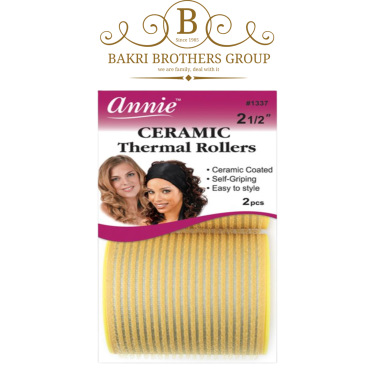 Annie Ceramic Thermal Rollers – 2 Pack, 2.5" Diameter (Yellow) - Image 1