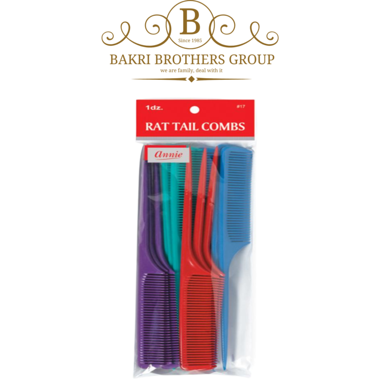 Annie Rat Tail Combs – 12-Pack Multi-Color Set - Image 1