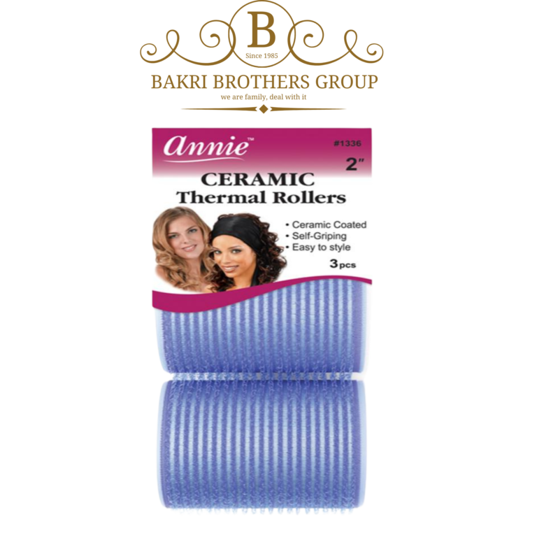 Annie Ceramic Thermal Rollers – 3 Pack, 2" Diameter (Blue) - Image 1