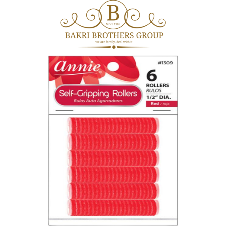 Annie Self-Gripping Rollers – 6 Pack, 1/2" Diameter (Red) - Image 1