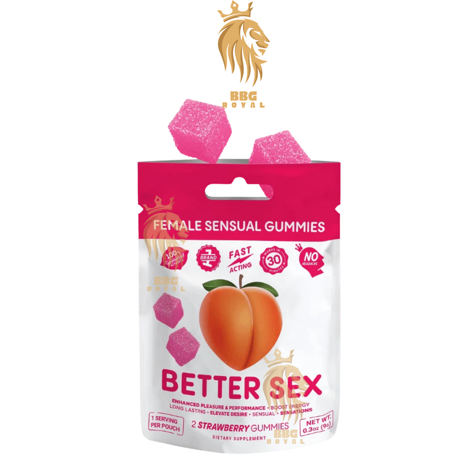 ✅ (8) Better Sex Female Sensual Gummies with Strawberry Flavor - Fast Acting - Image 1