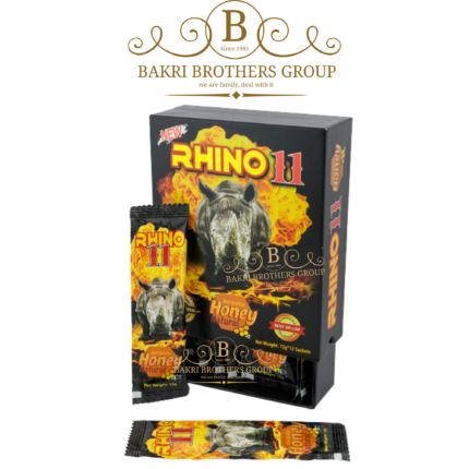 Rhino 11 herbal honey sachets in fiery packaging for natural energy support