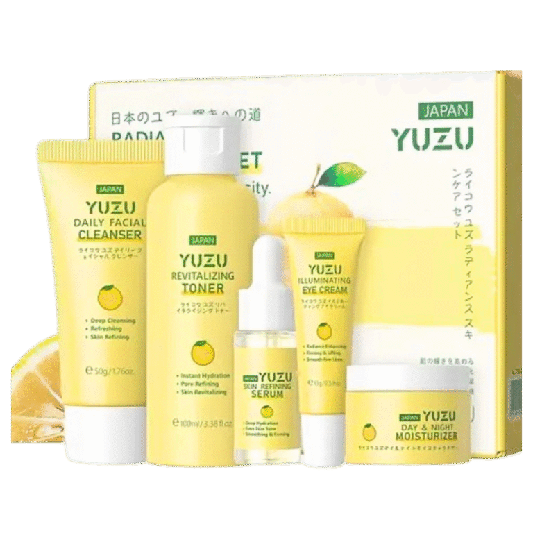 Japan Yuzu Facial Care Kit [Cleanser, Toner, Serum, Eye Cream, Moisturizer] | Hydrating and Skin Refining - Image 1
