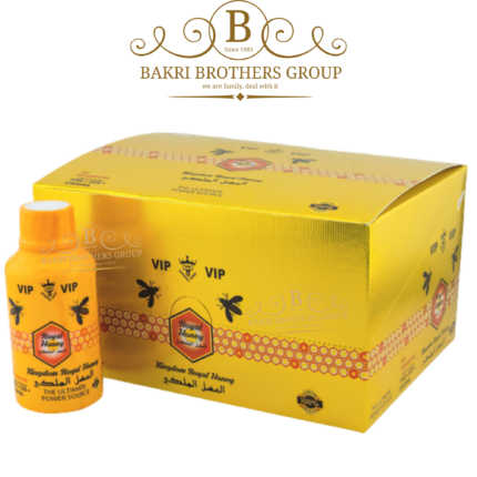 Kingdom Royal Honey shots with royal jelly blend in premium gold packaging