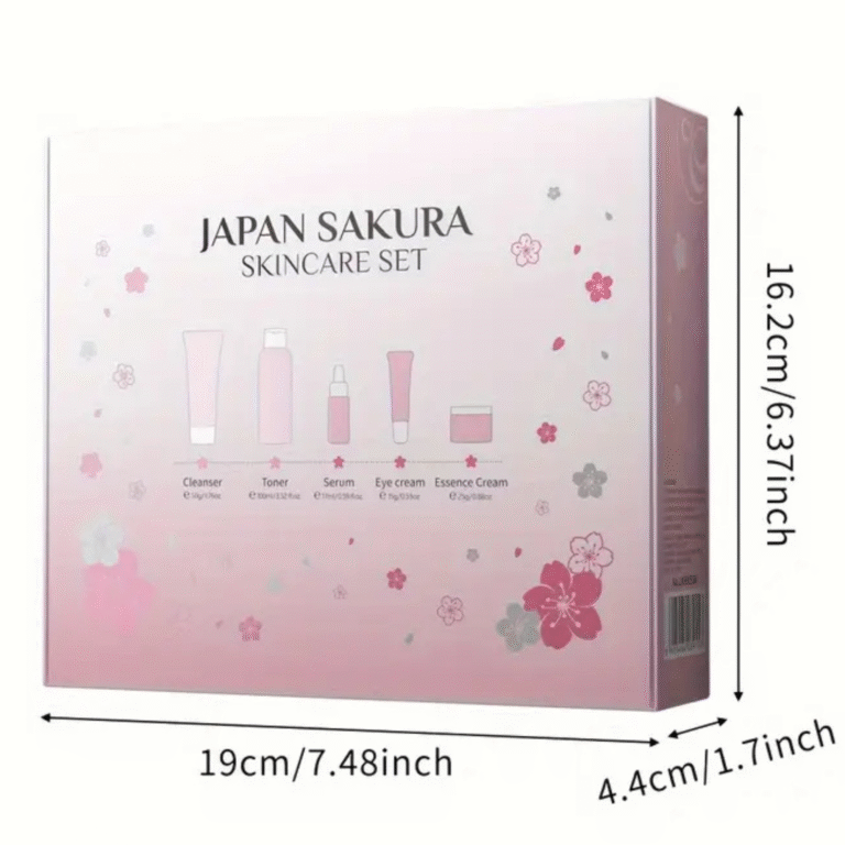 Japan Sakura Facial Set [Cleanser, Toner, Serum, Eye Cream, Essence Cream] | Hydrating and Brightening - Image 3