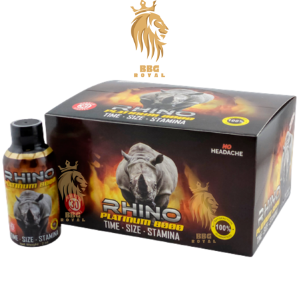Rhino Platinum 8000 liquid herbal shots for strength and natural energy support