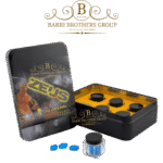 Zeus Plus 18-count herbal capsules in black and yellow collector tin for men’s daily energy support