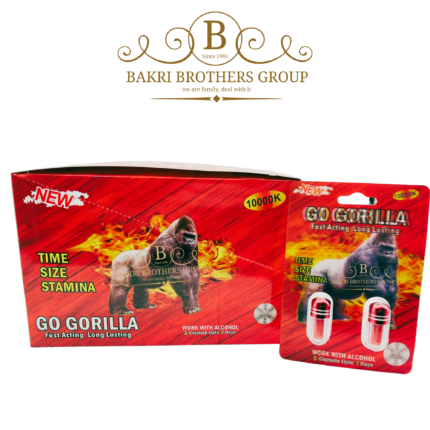 Go Gorilla herbal capsule for men with natural energy and strength support, alcohol-safe formula