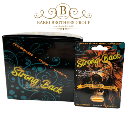 Single-pack Strong Back herbal capsule with plant-based formula and bold blue branding