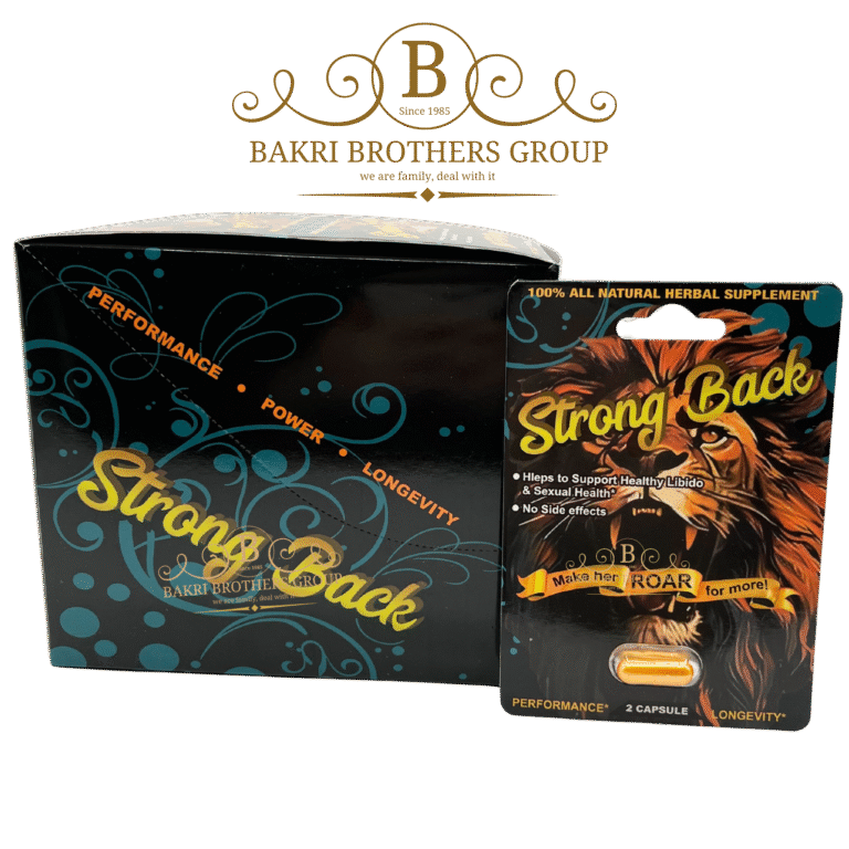 Single-pack Strong Back herbal capsule with plant-based formula and bold blue branding