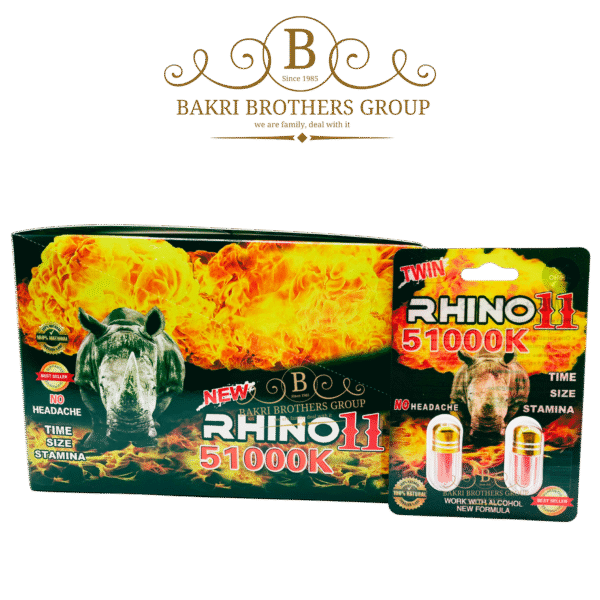 Rhino 11 51000K Male Enhancement Capsules | Time, Size & Stamina Support | No Headache