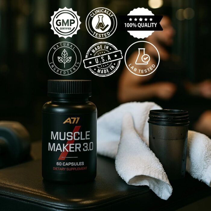 A71 Muscle Maker 3.0 | Muscle Support Formula with Tongkat Ali, Rhodiola, Tribulus, Zinc & Vitamin B6 - Image 3
